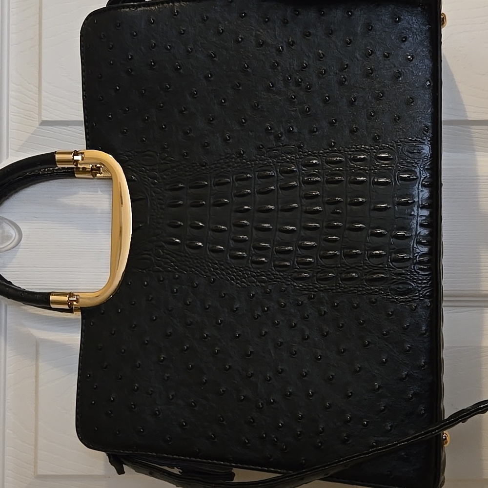 Women's Elegant Black Croc bag